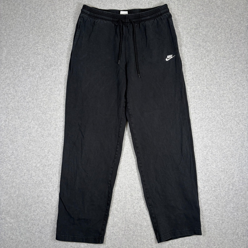 Nike Club Knit Open Hem Straight Leg Sweatpants Men's Large Black FQ4332-010